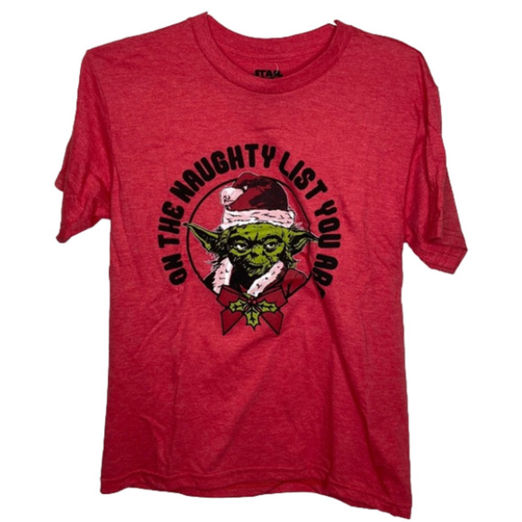 Star Wars “On The Naughty List You Are” Screen Print Short Sleeved Shirt NWOT - Picture 1 of 4